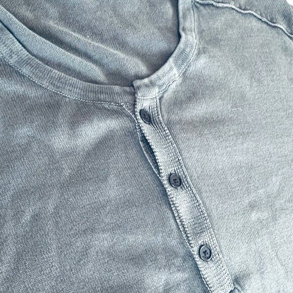 JOHN VARVATOS Star USA Long Sleeve Knit Henley Sweater M Blue Grey 100% Cotton - Picture 5 of 9